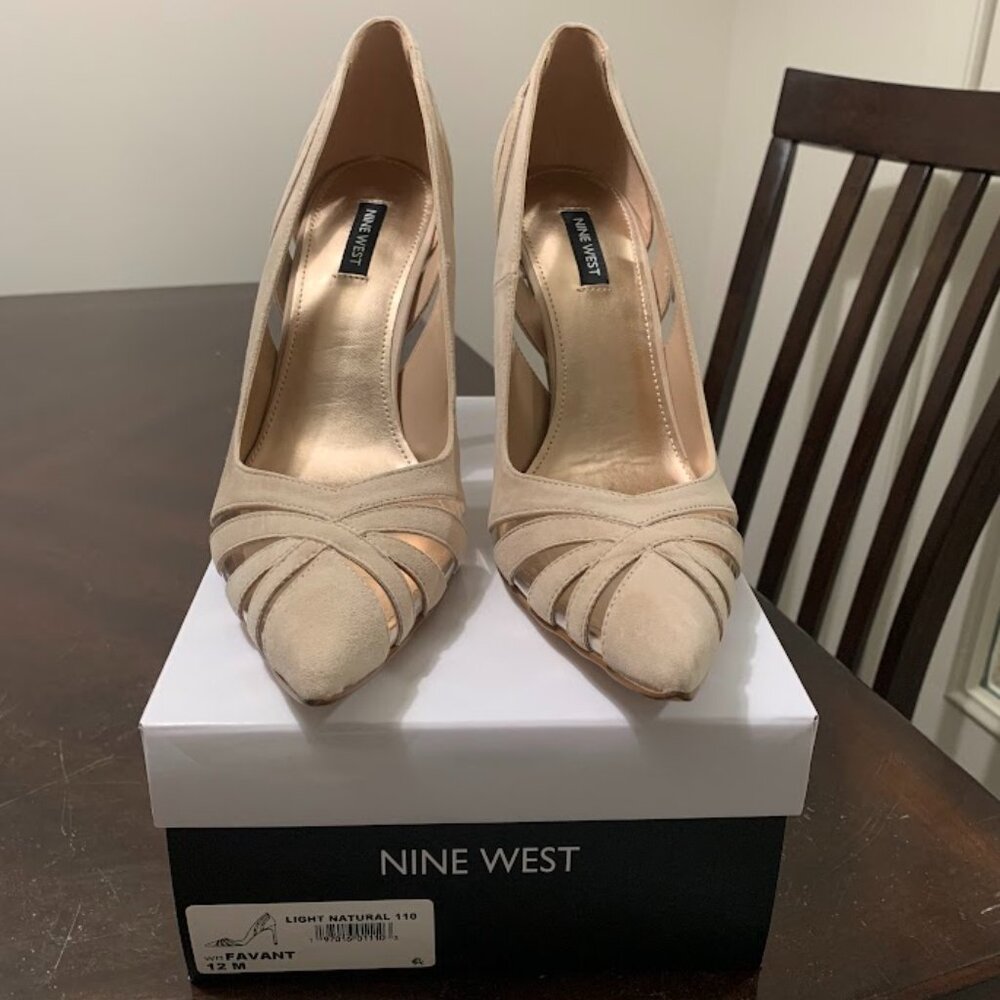 nine west size 12 light natural suede favant high heels